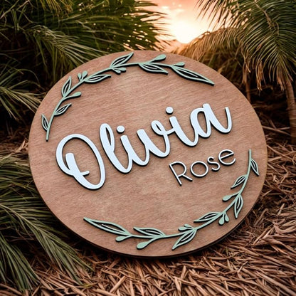 Personalized Wooden Name Sign - Custom Baby Name Signs for Nursery & Kids Room, Baby Announcement Sign, Wall Name Signs Personalized, Round Wooden Letters for Nursery Decor (Design 1)