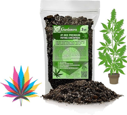 Gardenera Premium Happy Plant Potting Soil Mix - Optimal Nutrient-Rich Blend for Thriving and HIGH-Yield Herbal Plants - 3 Quart
