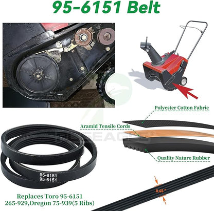 99-9313 Snow Blower Paddles with 55-8760 Scraper Blade 95-6151 Belt for Toro CCR 2400, CCR 2450, CCR 2450 GTS, CCR 2500, CCR 3000, CCR 3000 GTS, CCR 3600, CCR 3650, CCR 3650 GTS Snowthrowers