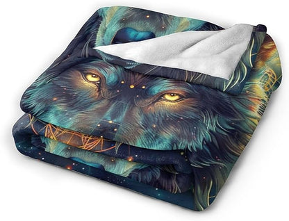Wolf Fantasy Throw Blanket - Gifts and Decor for Girls, Boys, Women, Men, Kids, Adults - Soft Warm Cozy Fleece for Couch, Sofa, Bed 80"x60"