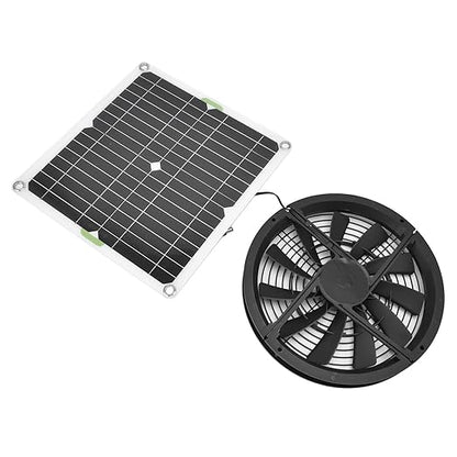 Solar Powered Fan, 100W Solar Panel and 10in Round Ventilation Case Exhaust Fan for Small Chicken Coops, Greenhouses, Pet Houses, Window Exhaust