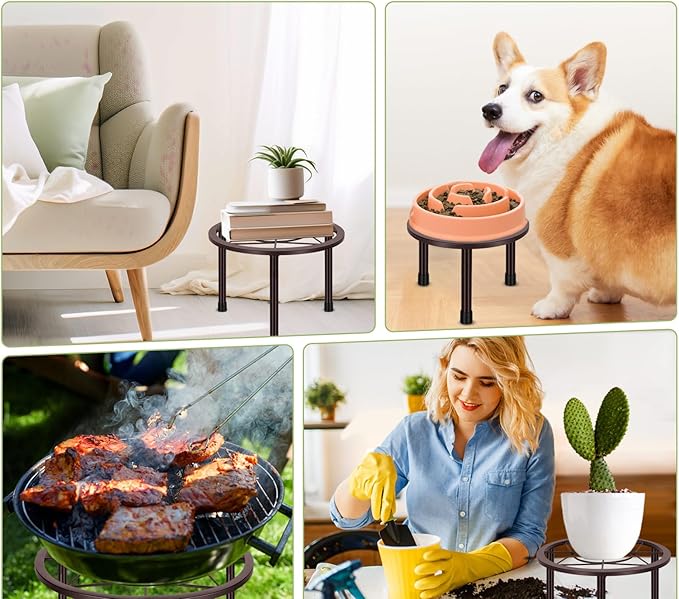 6 Pack Metal Plant Stands, Heavy Duty Plant Stand for Indoor Outdoor, Anti-Rust Iron Flower Pot Stands Outdoor Plant Holder, Potted Plant Shelf for Living Room Balcony Garden Patio, Bronze