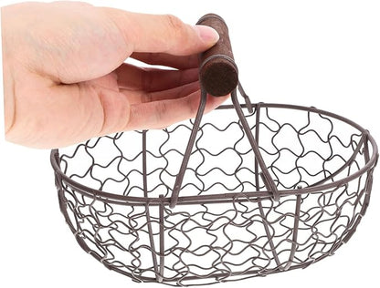 Creative Retro Storage Basket Eggs Vintage Style Holder Farmhouse Wire Basket Countertop Decorative Collecting Container