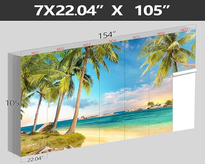 XMPMBM-Beach Palms Landscaping Fabric Wallpaper Tree Leaf Living Room Bedroom Bathroom Wall Mural-W 154" X H 105"（112 Square Foot）