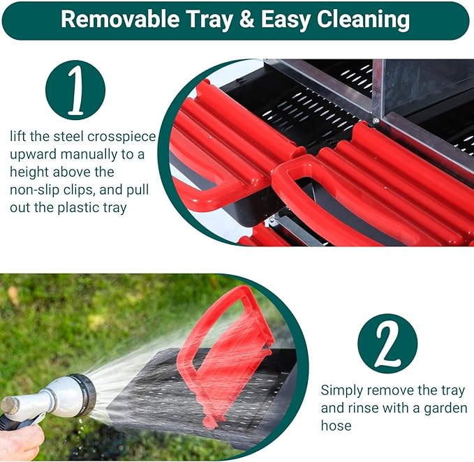 Heavy Duty 6 Hole Chicken Nesting Box with Roll Away Egg Collection System - Rustproof Plastic Tray, Ventilation Holes & Keyhole Mounting - Laying Box for Hens and Ducks (Green)