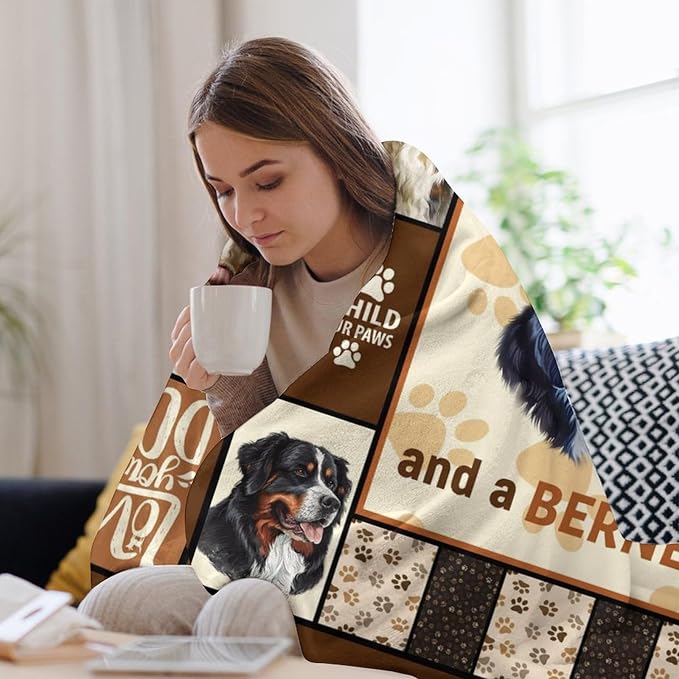 Bernese Mountain Dog Print Blanket Best Dog Pet Animal Throw Blankets for Couch Sofa Stuff Decor Gifts Lightweight Soft Cozy Fleece Plush Warm Flannel Bedding for Lover Man Woman Teen Adults 40"x50"