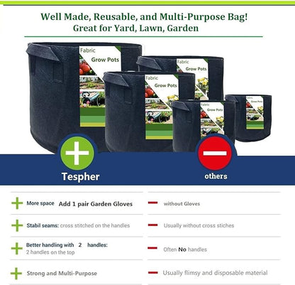 3-Pack 40 Gallon Thickened Plant Grow Bags Large (28x16 in) Heavy Duty Garden Bag Fabric Plant Pots for Potato,Tomato Planter,Herbs Veggies Planting,Flower Pots,Barrel Planter,Yard Waste Bag,Leaf Bags