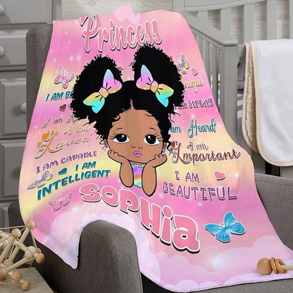 D-Story Personalized Blanket for Kids Adults Personalized Name Blanket Custom American African Blanket with Name Personalized Gifts for Christmas Birthday Mothers Fathers Day