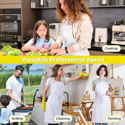 ROTANET Extra Large Apron for Men Adjustable Bib Aprons with 2 Pockets Cooking Kitchen Women Chef Water & Oil Resistant