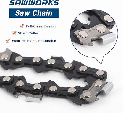 3-Pack 24 Inch Chainsaw Chain 3/8" Pitch .050" Gauge 81 Drive Links Fits Echo, Poulan and More