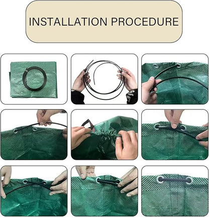Garden Bags for Leaves, Leaf Bags Reusable Zippered Top with Yard Leaf Collector Bag Heavy Duty with 4 Handles Garden Leaf Bag Leaf Collector Come with Gloves (32Gallon)