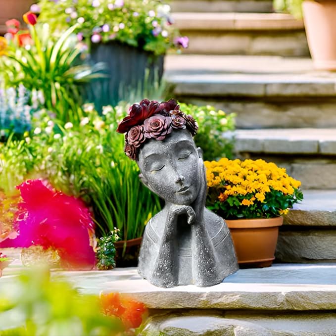 Newman House Studio Succulents Face Planters Pots Head - Flower Pot with Drainage Hole Face Head Large Garden Farmhouse Decor 9.4 x 7.2 x 13.9 inch