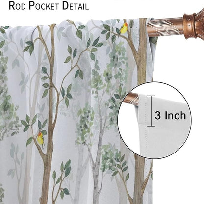 Kids Animal Curtains, Watercolor Natural Forest Animal Hedgehog Fox Butterfly Rabbits Forest Print Curtain Boys and Girl Bedrooms 72x63in