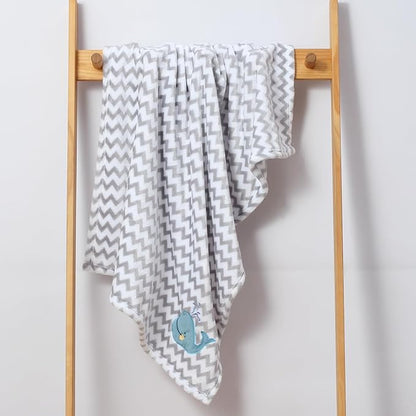 CREVENT 30''X40'' Cute Cozy Fluffy Warm Baby Blanket for Girls Boys Infants Toddlers' Bedding Crib Cot Stroller, Baby Shower Birthday Newborn's Gift - Whale