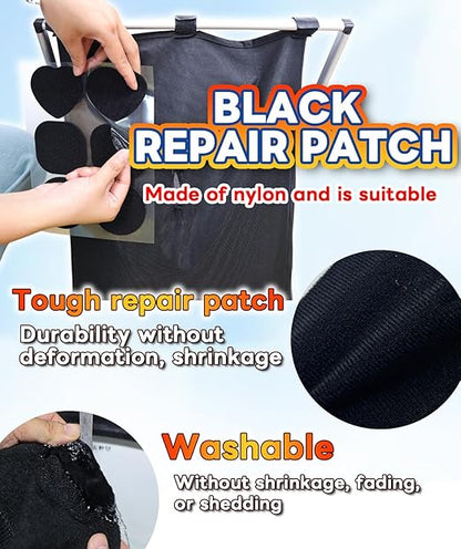 Heavy Duty Repair Patch Kit for Bounce House, Fabric, Tent, Canvas, Canopy, Pool Floats, RV Awning, Boat Covers, Waterproof, Clear and Black, 12PCS
