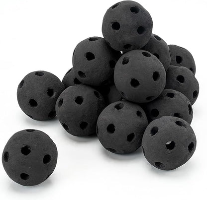 Skyflame Hollow Ceramic Fireplace Balls, Set of 15 Round Fire Stones Set for Indoor and Outdoor Fire Pits or Fireplaces Accessory, 3 Inch, Black