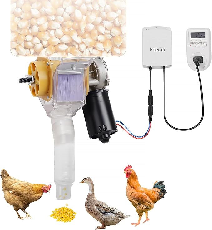 Automatic Poultry Feeder，16 Groups Automatic Chicken Feeder，Timed Feeder for Chickens, Ducks, Geese, Pigeons, Dogs, Fish, Cat