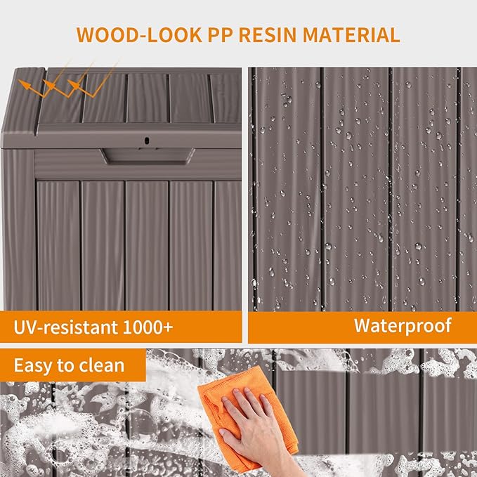 28 Gallon Outdoor Storage Box – Resin Deck Box with Lockable Lid, Waterproof Patio Furniture Storage for Tools, Garden & Yard Organization
