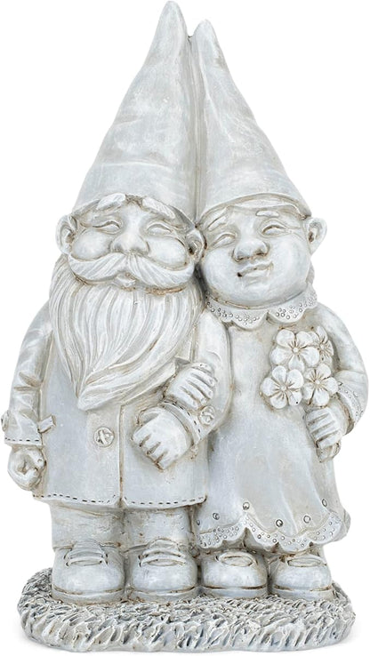 NAT & JULES Gnome 12 inch Resin Stone Garden Statue (Married Gnome Couple)
