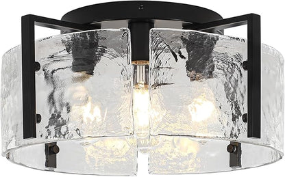 18.5'' Modern Black Semi Flush Mount Ceiling Light, Entryway Light Fixture