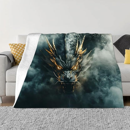 Tijuboni Chinese Dragon Throw Blanket Black Dragon Gifts for Men Women Girls Boys Kids Adults Soft Flannel Fleece Blanket for Couch Sofa Bed Home Decor 50"x60"