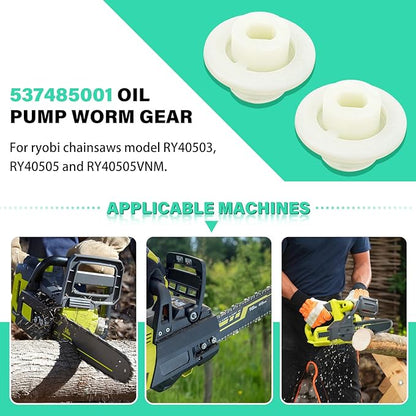 537485001 Oil Pump Worm Gear - for Ryobi Chainsaw RY40503, RY40505, RY40505VNM - 2 Pcs