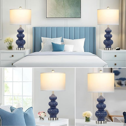 26" Blue Table Lamp Set of 2