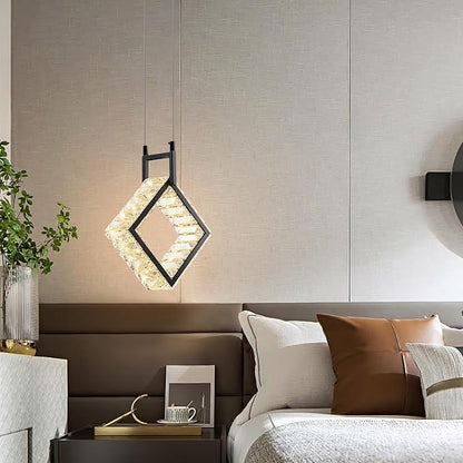 Kitchen Island Mini Light Fixture Modern Led Crystal Pendant Light Black Square