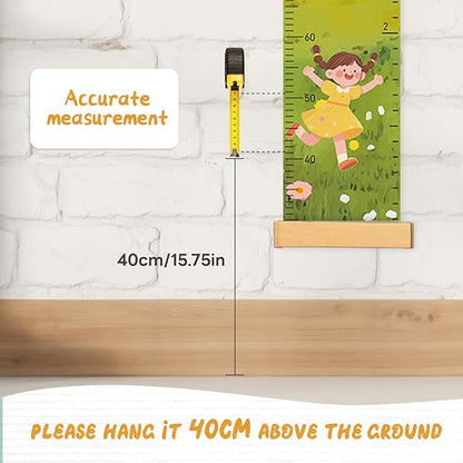 Personalized Name Growth Chart Wall Decor for Kids – Canvas Removable Height Chart Measuring Ruler 59" x 7.9" (Sun Sunflower)