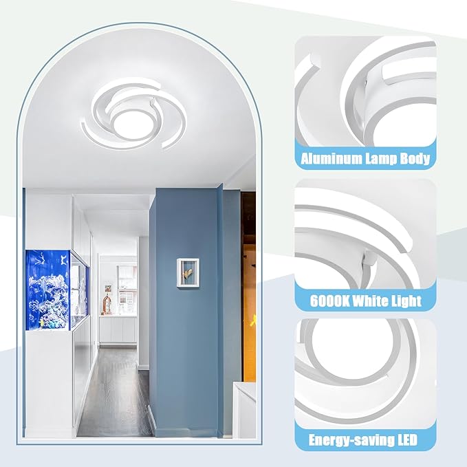 ADISUN LED Modern Ceiling Light, 6000K Semi Flush Mount Ceiling Light Fixture