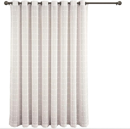 Lush Decor Farmhouse Textured Grommet Sheer Window Curtain Panel (Single Panel), 115"W x 84"L, Beige
