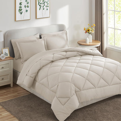 California King Size Comforter Set Beige