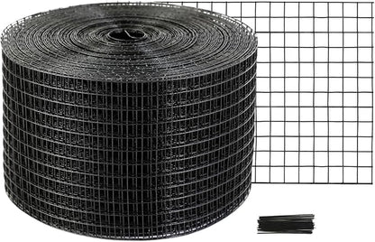 VEVOR 8inch x 98ft Critter Guard for Solar Panels, PVC Coated Wire Mesh Roll Kit with 50pcs Ties for Pigeon Deterrent, Bird, Squirrel Proof, Black