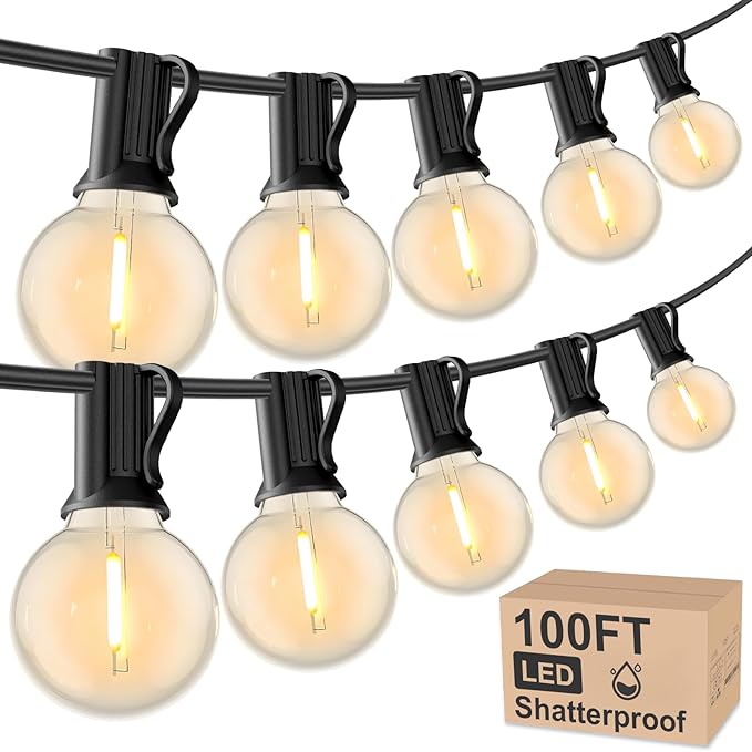 RTTY Outdoor String Lights 100 FT Globe LED Patio Lights