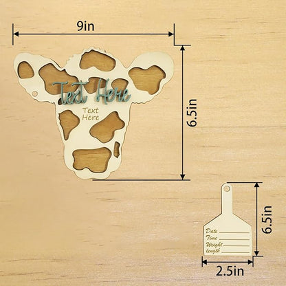 Personalized Cow Baby Name Sign – Custom Birth Announcement Tag for Newborns, Cute Farm Animal Nursery Decor, Unique Shower Gift for Boys & Girls