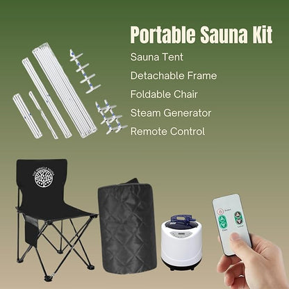 One Person Portable Steam Sauna Tent with 1000W/ 110V Steamer, 40” x 34” x 29”