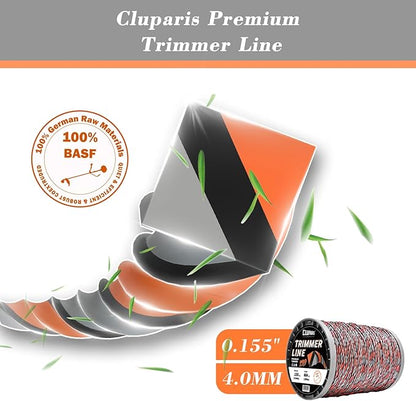 Cluparis 5-Pound Super Heavy Duty Trimmer Line .155-Inch-by-604-ft Twist Pro Trimmer Line Spool 3-Component Tri-Extrusion Weed Eater String with Super Line Cutter