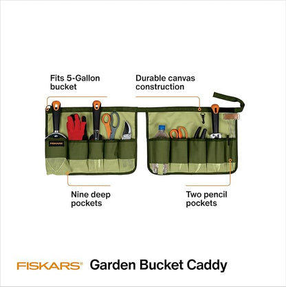 Fiskars Garden Tool Bucket Caddy 5 Gal, (Bucket and Tools Not Included)