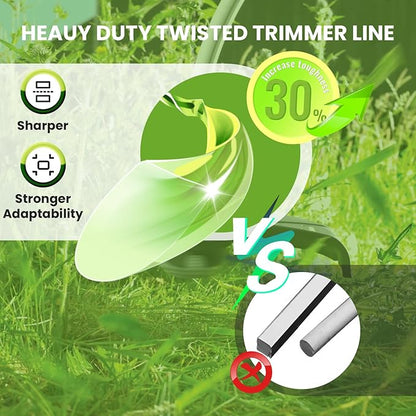 080 Trimmer Line Heavy Duty, Twisted Weed Eater String .080, 080 String Trimmer Line 0.08In-1480Ft-3Lb Twisted Weed Wacker String .080 Compatible with Ryobi, Ego, Greenworks String Trimmers and more