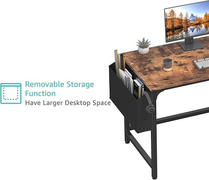 Lufeiya Computer Desk with Fabric Drawers, 47 Inch Desk for Small Space Home Office, Modern Simple Study Writing Table PC Desks for Bedroom, Rustic Brown