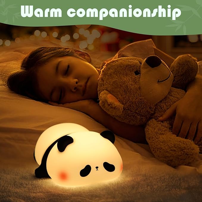 YISUN Cute Panda Night Light, LED Squishy Night Light, Food Grade Silicone, Rechargeable Nursery Nightlight with 3 Level Dimmable Bedside Touch Lamp for Room Decor, Funny Gifts for Boys Girls