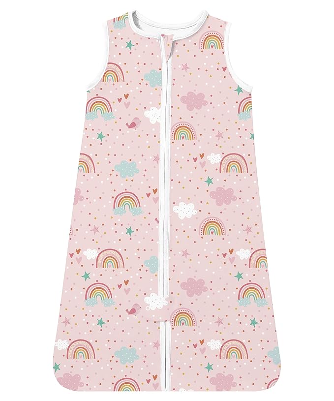 TotAha Toddler Sleep Sack 2T-3T-4T for Girl, 0.5 TOG Summer Light Sleeping Sacks, Soft Wearable Blanket Baby Sleep Bag with 2-way Zipper,Pink Rainbow
