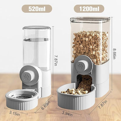 Hanging Automatic Food Feeder and Water Dispenser Bunny Gravity Feeding Station Waterer Set Self-Dispensing Feeder for Rabbit,Ferret,Guinea Pigs Chinchillas Hedgehog