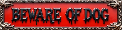 Vintage Warning Tin Beware Of Dog Retro Metal Sign Suitable For Home Street Shop Garage Bar Farm Garden - Multi-Purpose For Indoor/Outdoor Use Plaque 4x16 Inch
