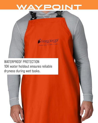FROGG TOGGS Men's Waypoint Fish Apron, Waterproof, Durable with 4-Way Stretch, Black, OS