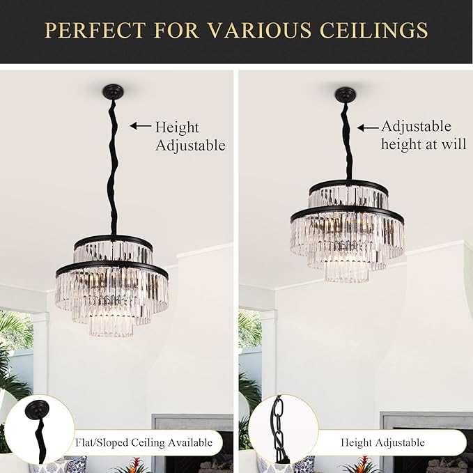 VACILL Black Crystal Chandelier