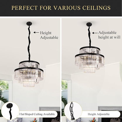 VACILL Black Crystal Chandelier