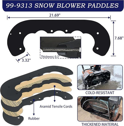 99-9313 Snow Blower Paddles with 55-8760 Scraper Replaces 99 9313, 88-0771, 125-1128, 55-9251, 55-9250 for Toro CCR 2000, CCR 2400, CCR 2450, CCR 2500, CCR 3000, CCR 3600, CCR3650 Snowthrowers