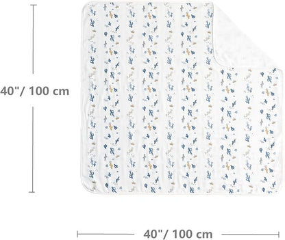 CREVENT 40''X40'' 100% Organic Cotton Muslin Baby Blanket for Newborns, Essential for Baby Shower Birthday Gift - Cactus 100X100cm