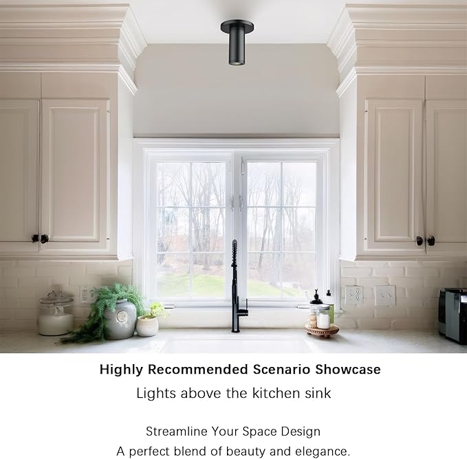Soft Black Ceiling Light Fixture, Flush Mount LED Dimmable Cylinder Spot Light
